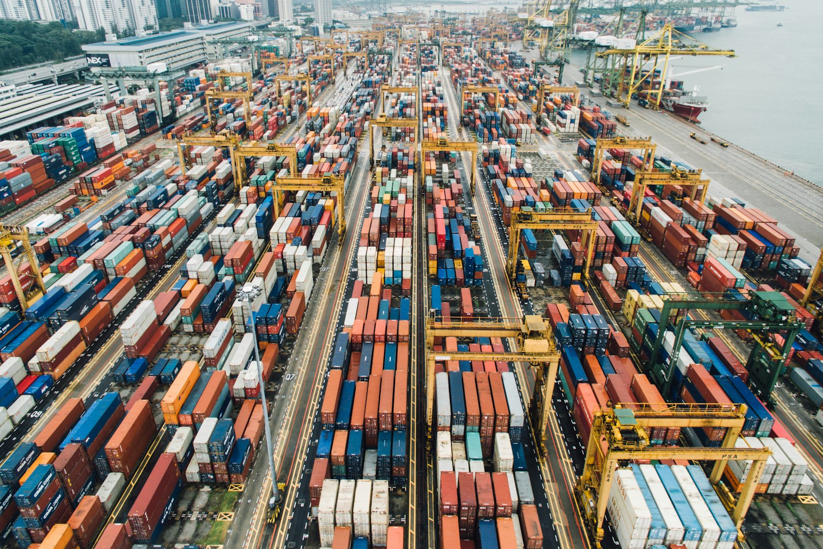 Container ship at port